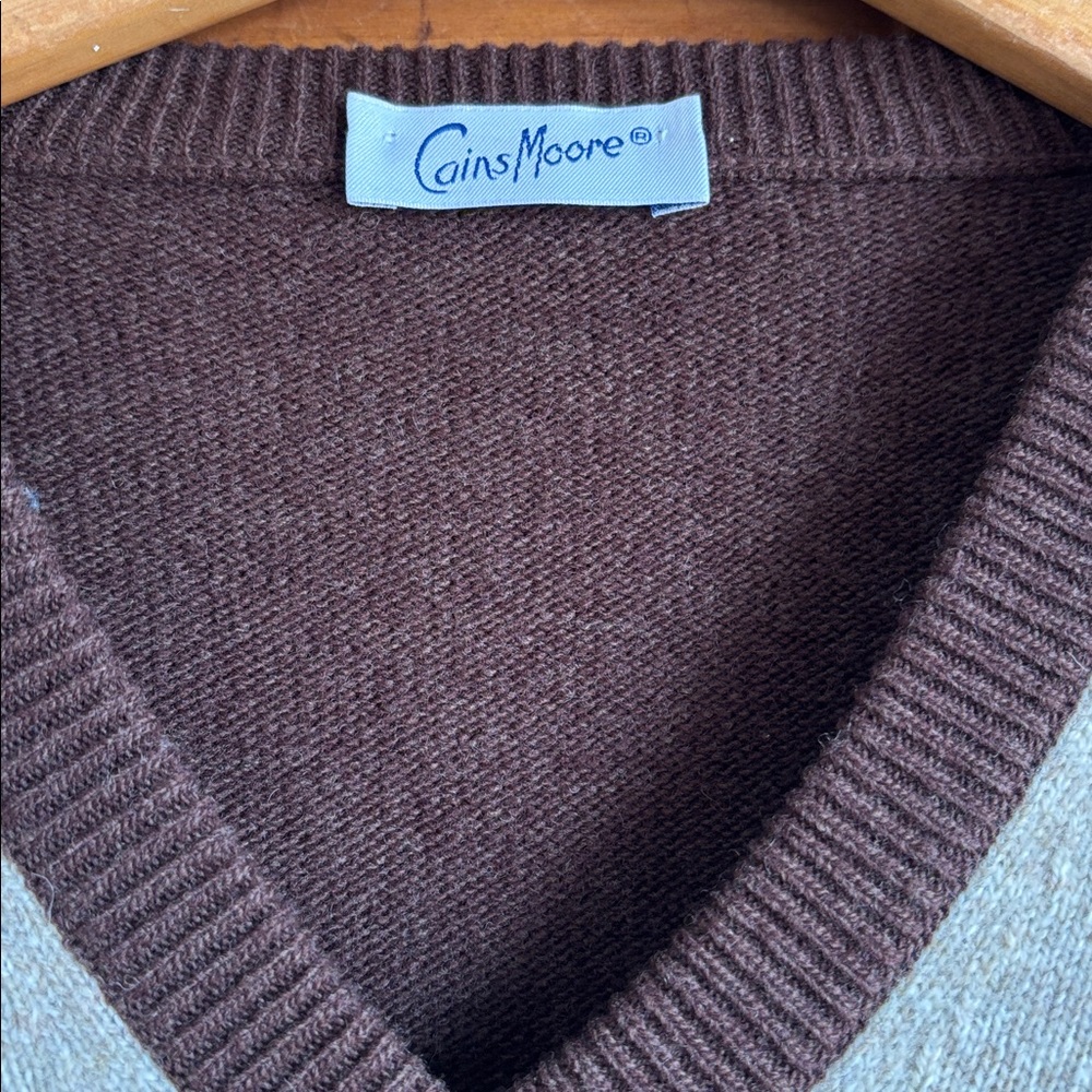 Coins Moore Colorful Merino Wool V-Neck Vintage Sweater size‎ XL - Picture 6 of 14